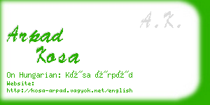 arpad kosa business card